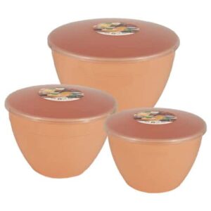 3 Peach Pudding Basins