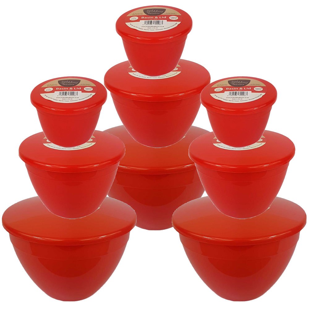 Christmas Pudding Basins, Bowls And Lids Fancy Bold Colours!