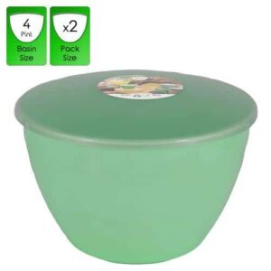 4 Pint Green Pudding Basins with Lids