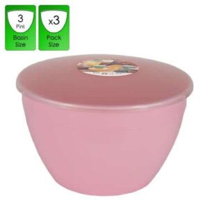 3 Pint Pink Pudding Basins with Lids